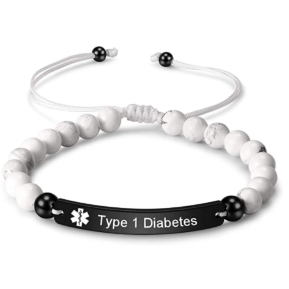 Engraved Bead Type 1 Diabetes Medical Alert ID